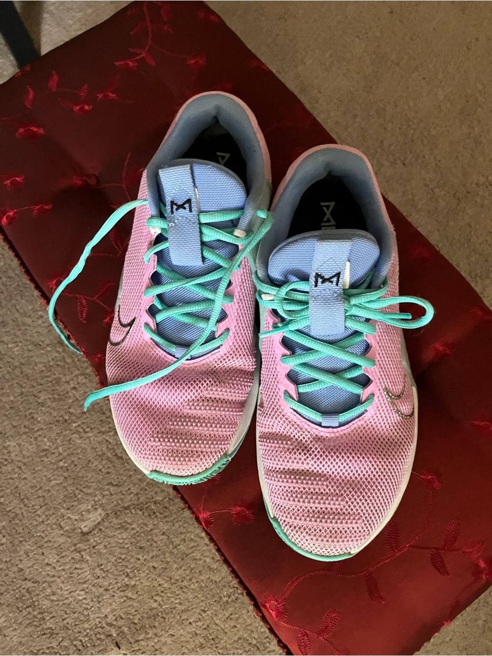 Nike Women’s Pink Athletic Sneakers with Mint Laces